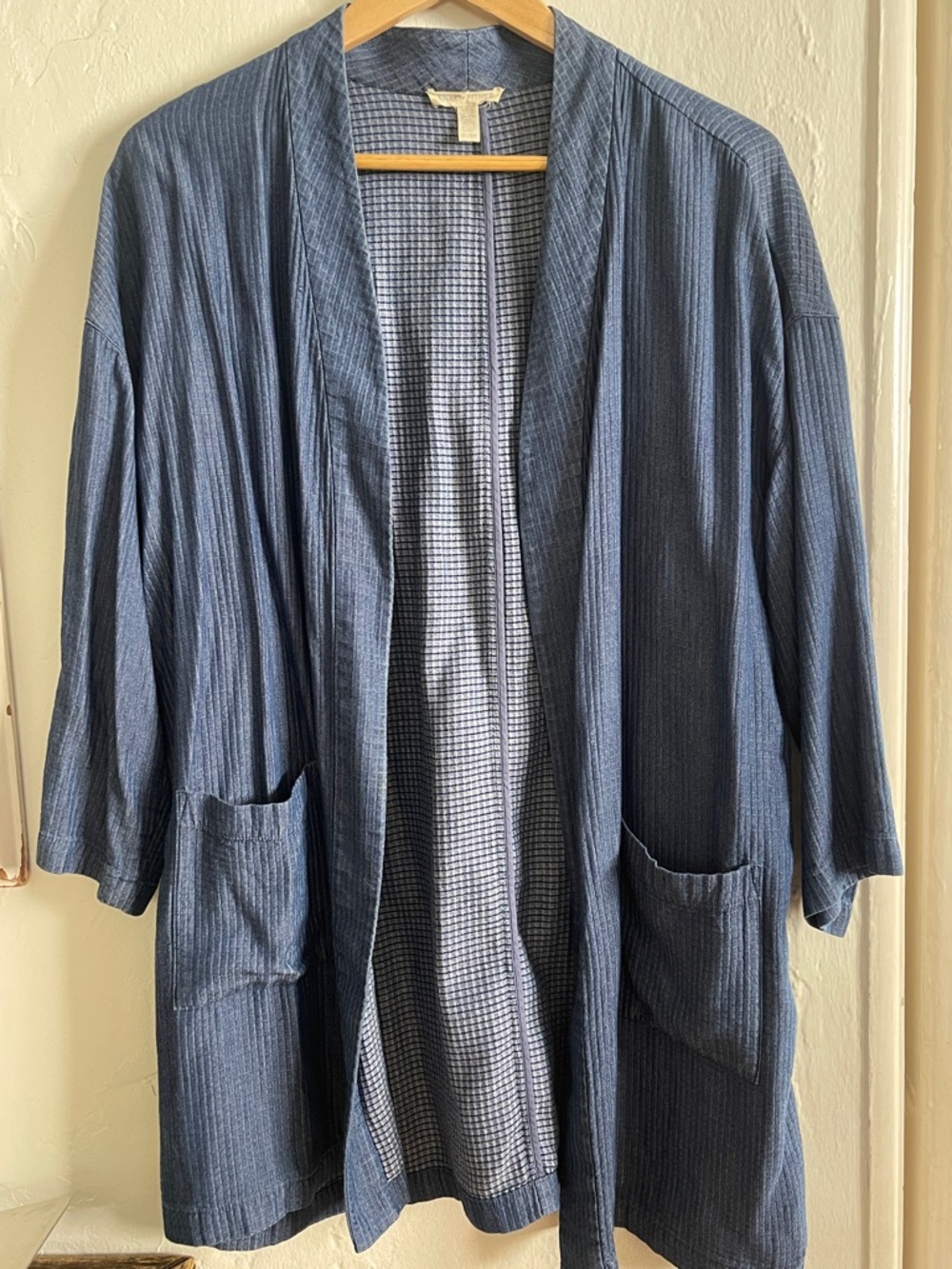 Eileen Fisher Navy Blue Lightweight Open Cardigan Jacket